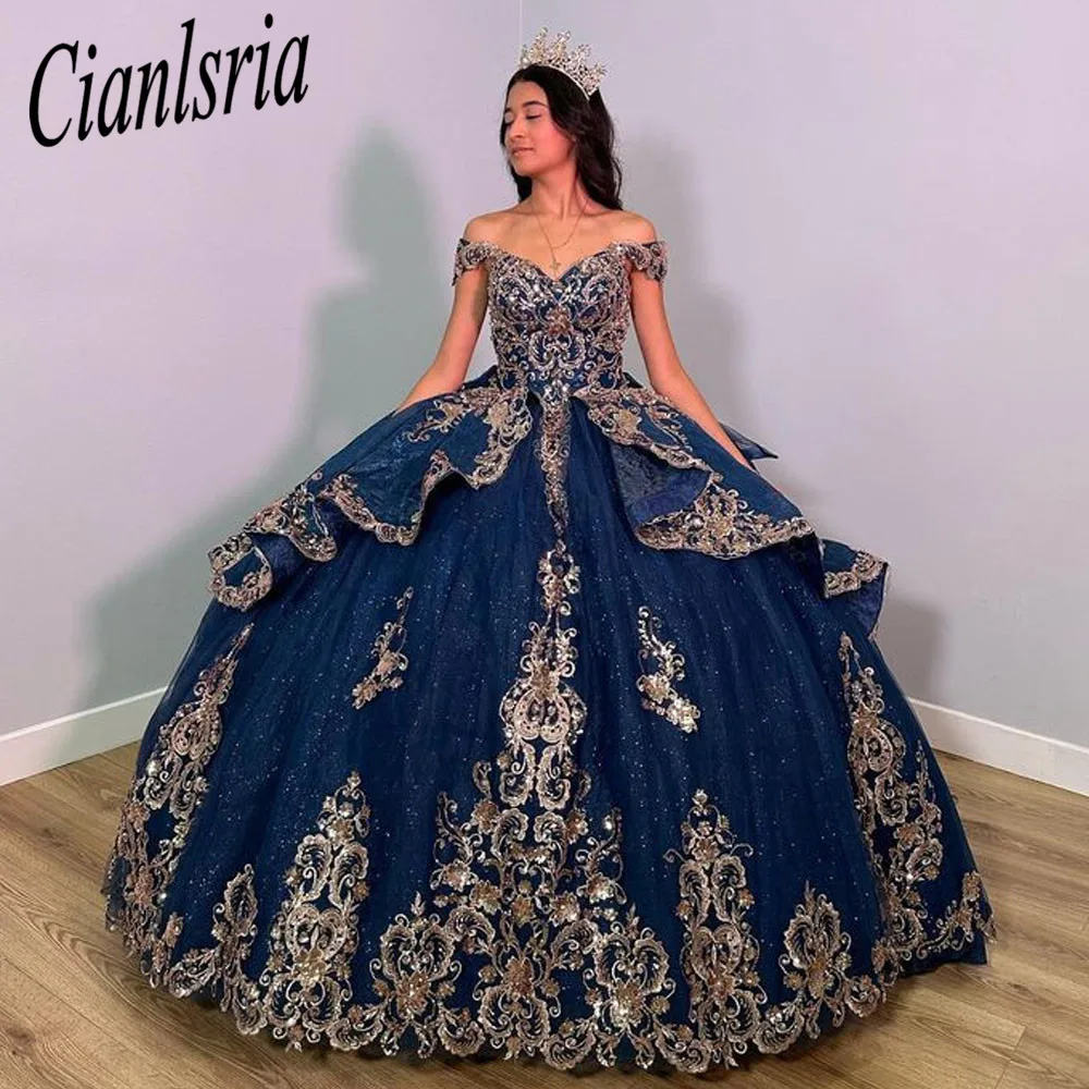 Vestidos De quinceañera azul De Cenicienta, Vestidos De graduación formales con cuentas, flores en 3D, Vestidos De graduación, Vestidos De princesa De 15 Años, 2023