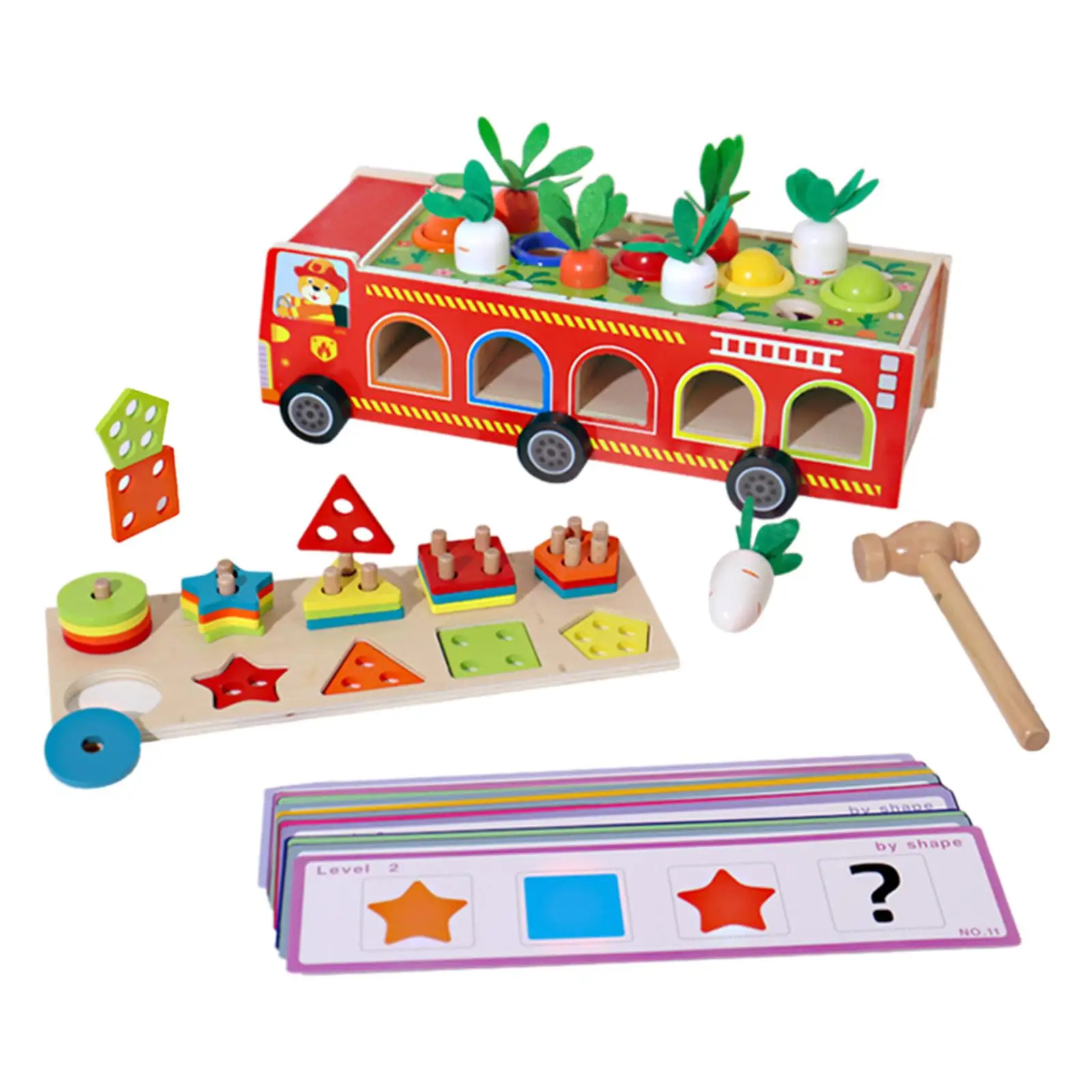Montessori Toys Color and Shape Sorting Matching Educational Toys Gifts Kit Wooden Sorting Stacking Toy for 1 2 3 Year Old