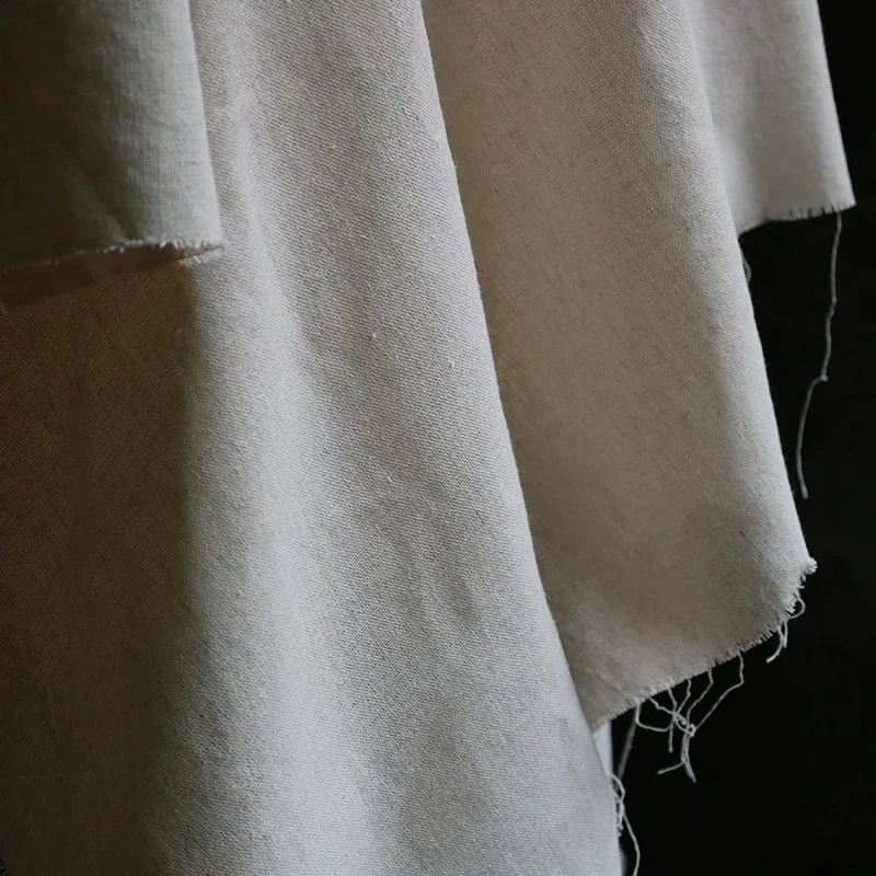 Cotton Linen Designer Fabric Beige Embryo Fabric Chinese Style Hanfu Bag Background Decoration Clothing Fabrics for Sew By Meter