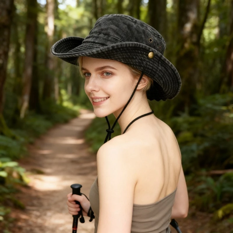 1 Stück einfarbiger Unisex-Eimerhut, atmungsaktive, atmungsaktive Sonnenschutzkappe mit breiter Krempe für den Außenbereich zum Wandern, Klettern und Reisen