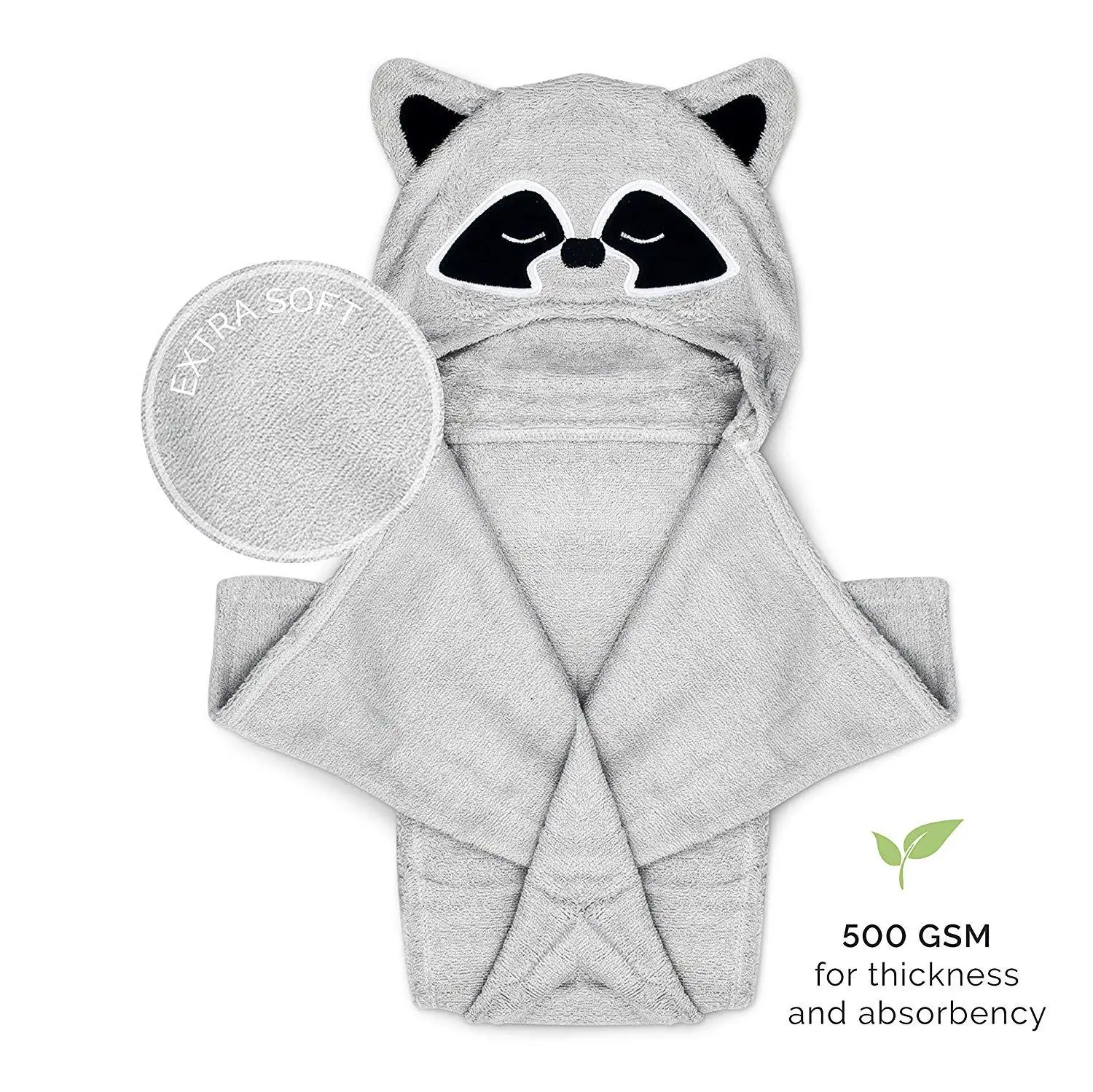 Premium Soft Organic Bamboo Baby Bath Towels White Cartoon Hooded Baby Bath Towel