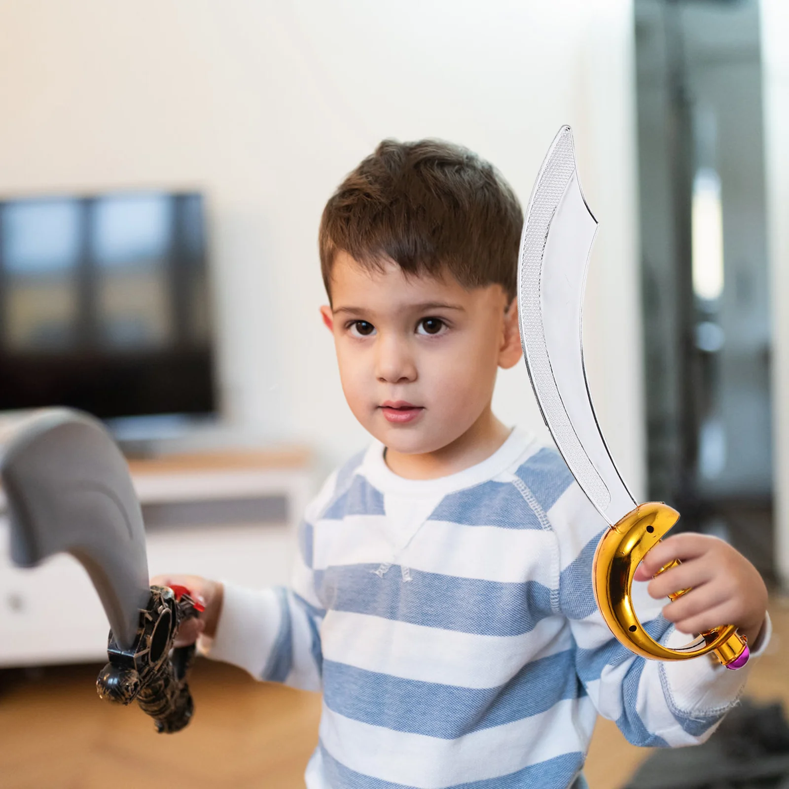 2Pcs Pirate Sword PVC Curved Blade Costume Accessory Halloween Cosplay Pretend Play Party Pirate Props Decorations