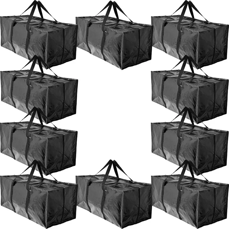 10 Moving Bags, Heavy Duty Extra Large Stronger Handles Wrap Around bag Storage Totes Zippered Reusable Moving Supplies