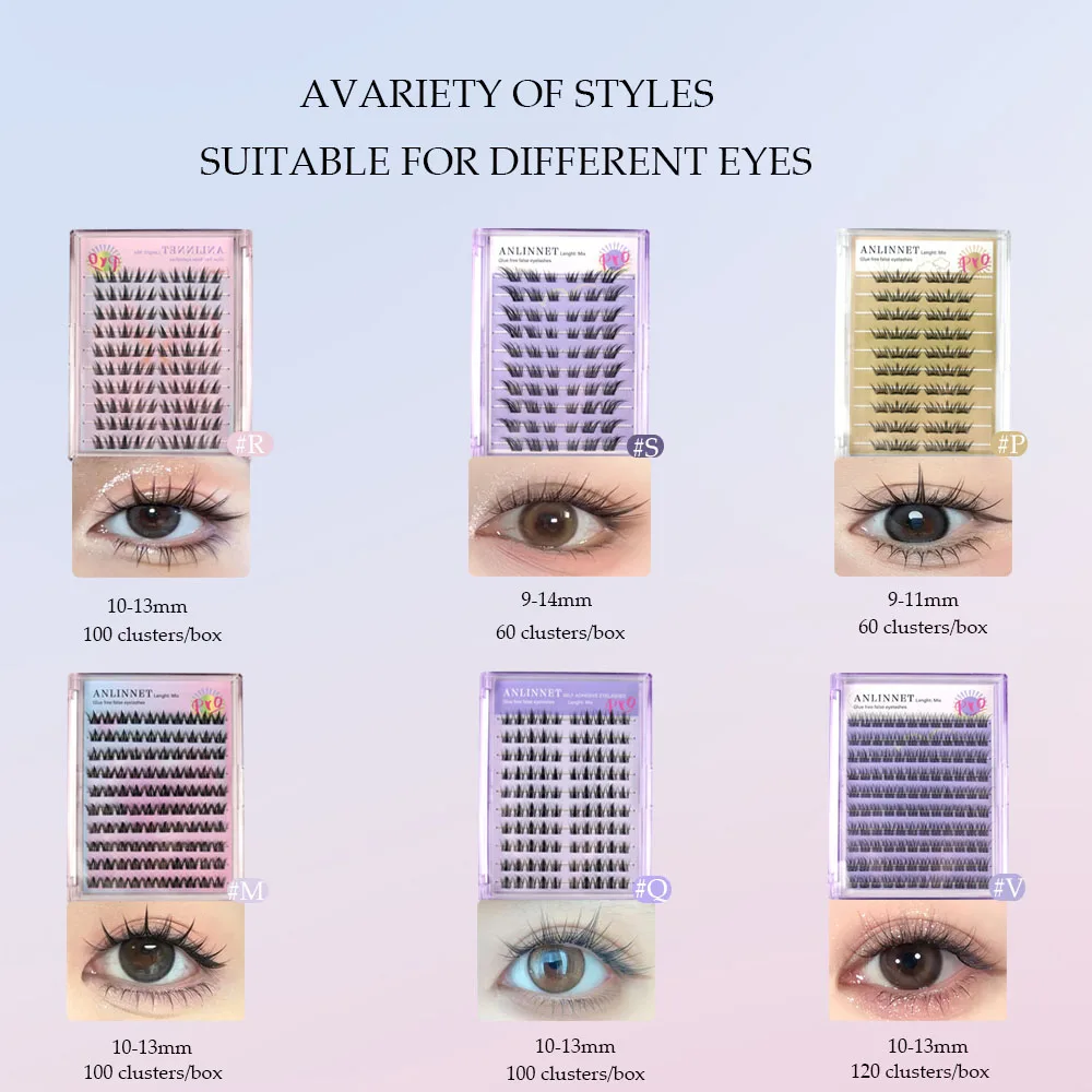 10 Reihen selbstklebende, natürliche, weiche DIY-Falsche Wimpern mit großem Fassungsvermögen, klebstofffreies Cosplay, Make-up im Anime-Stil, falsche Wimpern