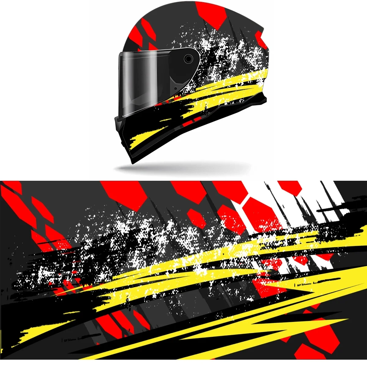 

Red and yellow geometric ink graphics Motorcycle Helmet Stickers Self Adhesive Racing Custom Helmet Wrap Vinyl Decal Stickers