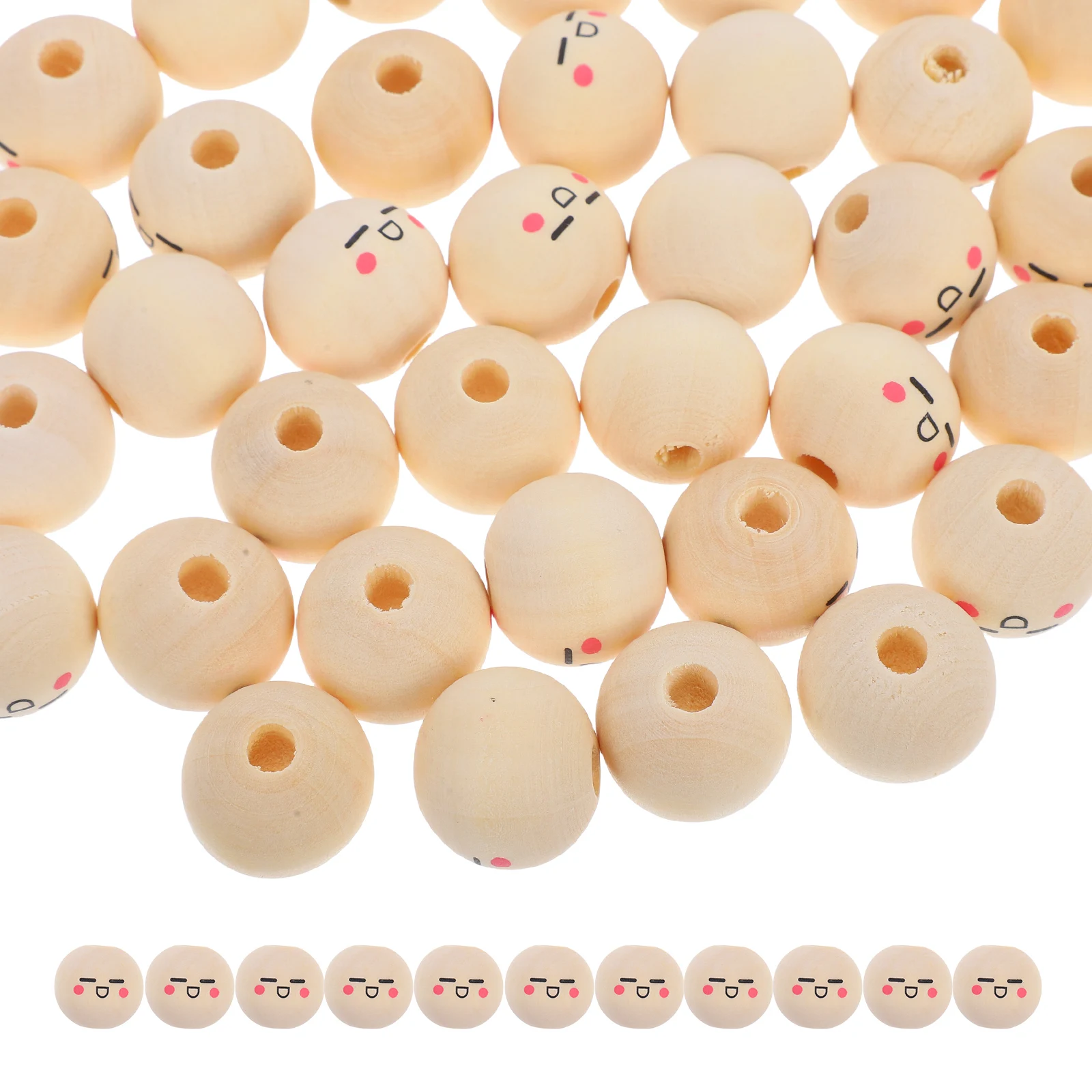 

50 Pcs Children's Beading Crafting Beads for Kids Jewelry Making Kits Loose Nurse Day Wooden Christmas Natural