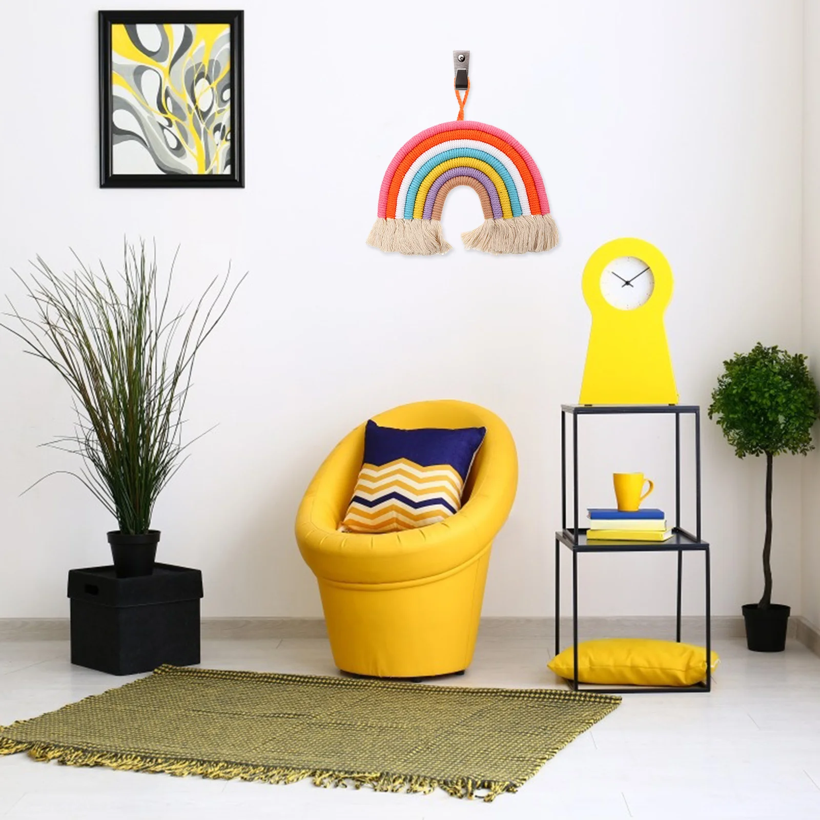 

Rainbow Pendant Handmade Cotton Rope Weaving Craft Wall Door Hanging Home Decoration Porch Hanging Rainbow Design Pendant