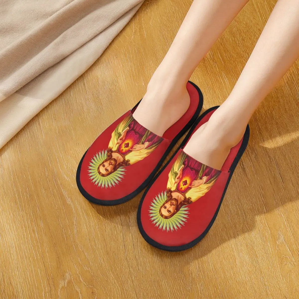 

Custom Jesus Biblical References Slippers Memory Foam Warm Soft Women House Slipper Bedroom Fluffy Shoes