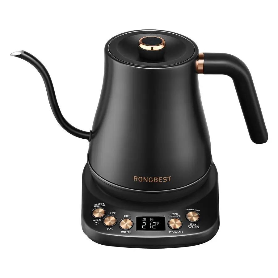 

Electric Gooseneck Kettle, 1200W, 6 Temperature Settings, Stainless Steel Inner Lid amp Bottom, 1L Quick Heating Pour Over Kett
