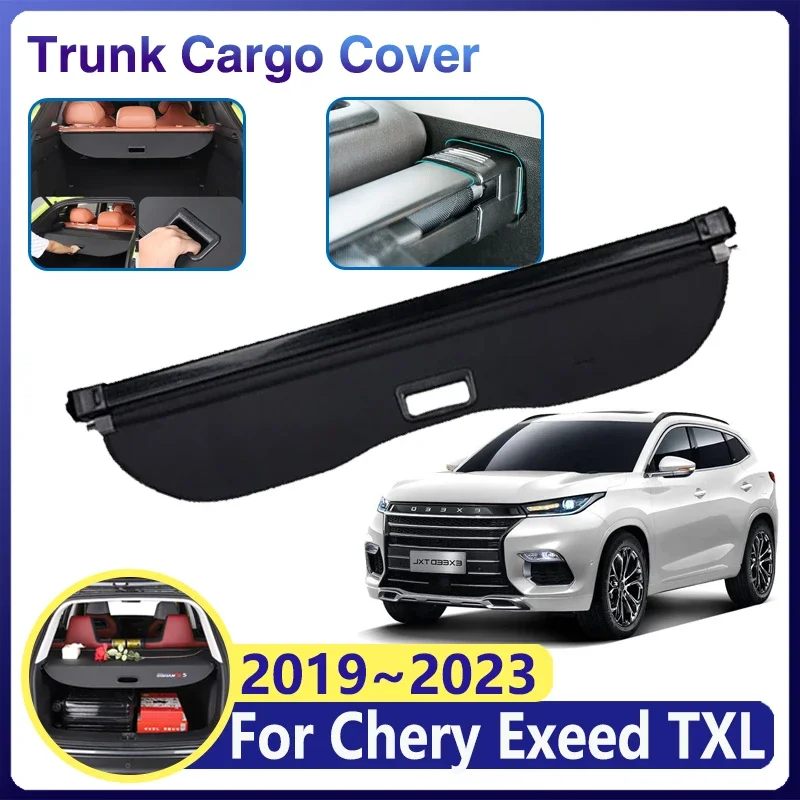 

for Chery Exeed TXL TX 2019~2023 Car Trunk Curtain Cargo Covers Trey Retractable Security Partition Luggage Storage Accessories