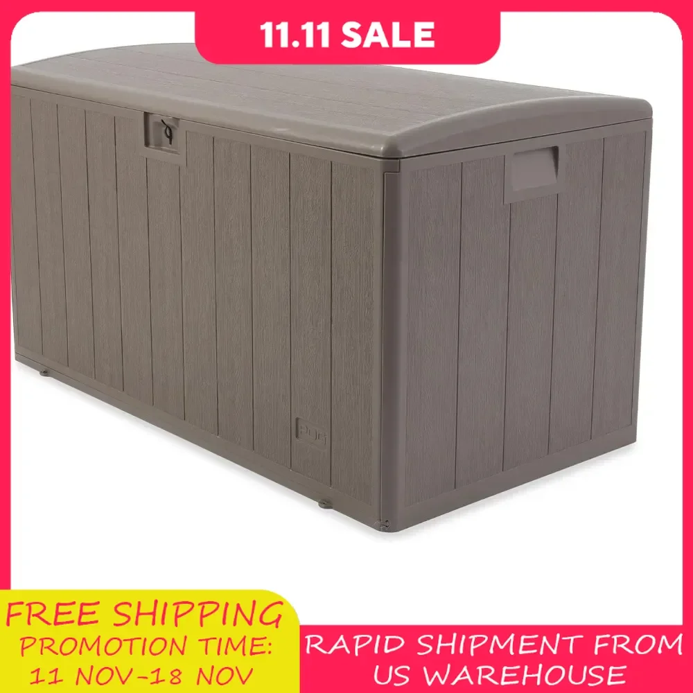 130 Gallon Multipurpose Outdoor Backyard Patio Storage Deck Box Container with Soft Close Lid Easy Transport and Assembly