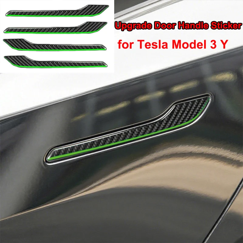 Für Tesla Modell Y Juniper 2025 Zubehör Türgriff Schutz Abdeckung Real Carbon Fiber Dekor Aufkleber Modell 3 2024 2023