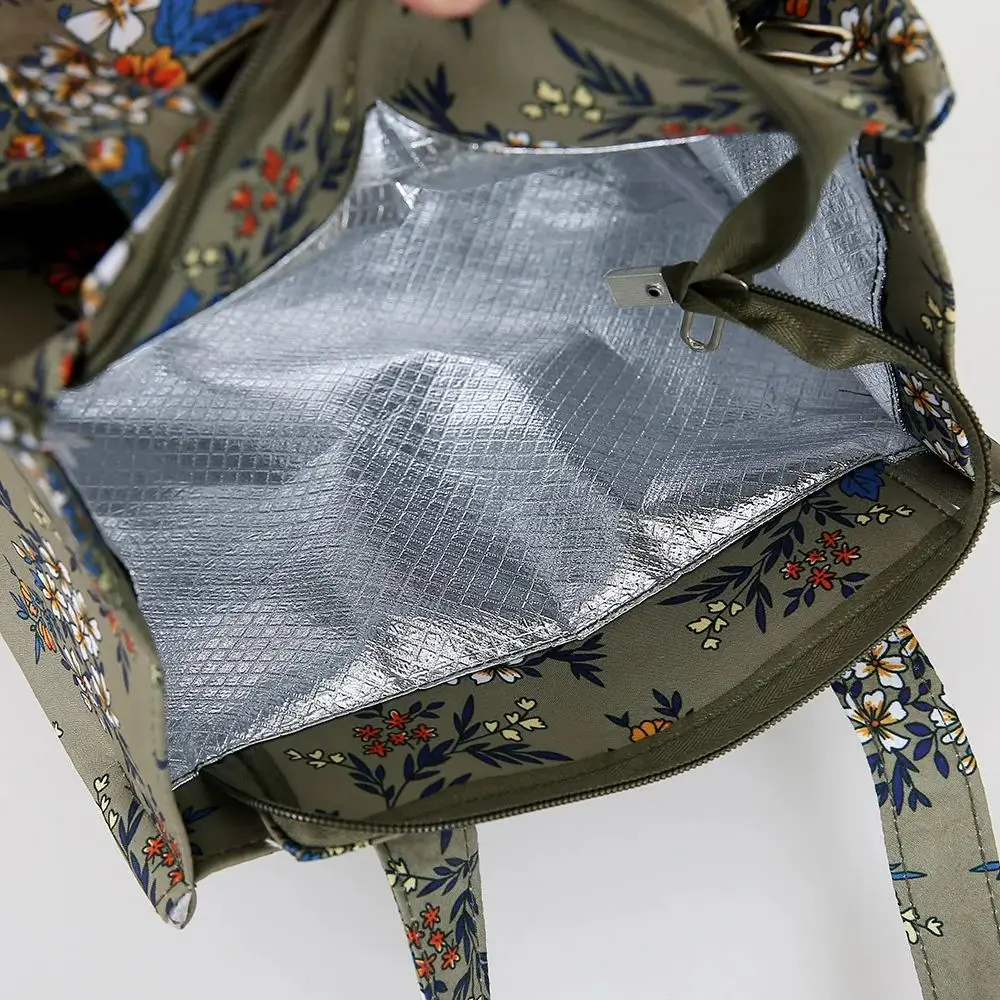 New zipper semi-closed handbag with aluminum foil insulation inside, suitable for work with lunch box bag bento bag,