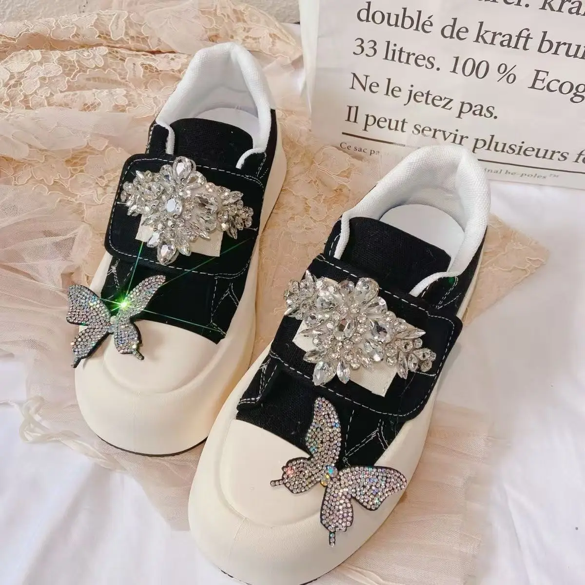 

Роскошные аксессуары со стразами, низкие парусиновые туфли, повседневная спортивная женская обувь большого размера на заказ, размер 35-39