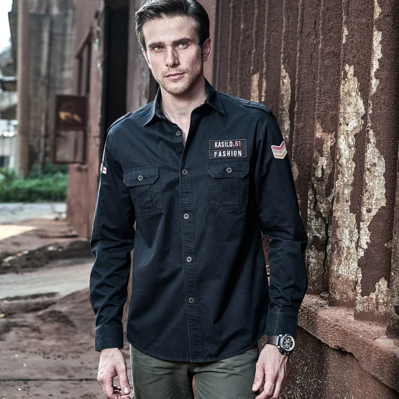 

Tactical Shirts Bomber Clothes Men Military Style Work Air Force Pilot Cargo Airborne Clothing Long Sleeved Male