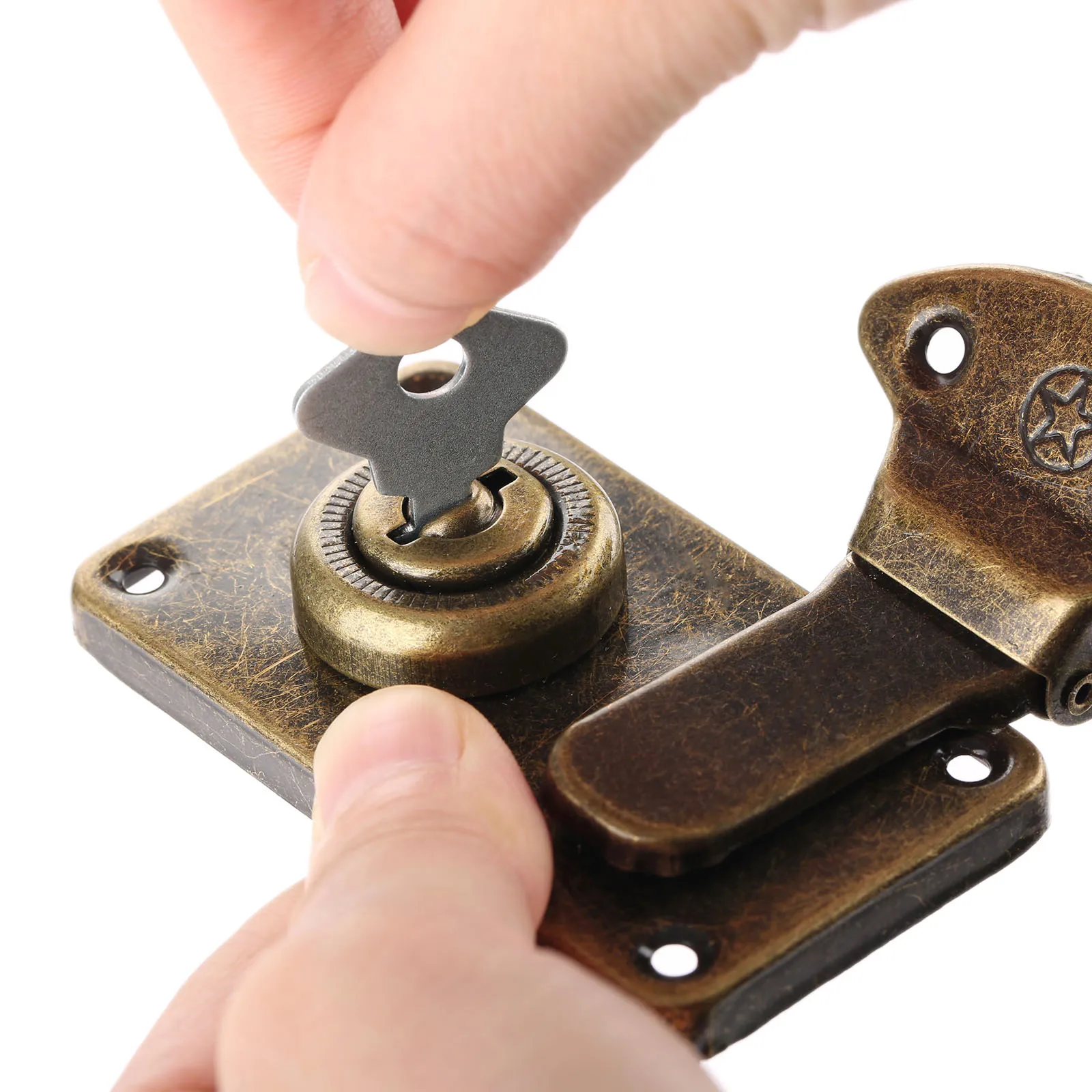 

Retro Wooden Box Latch Set Iron Jewelry Box Left and Right Lock Gift Boxes Wine Box Lock Hardware Accessories with Key & Screws