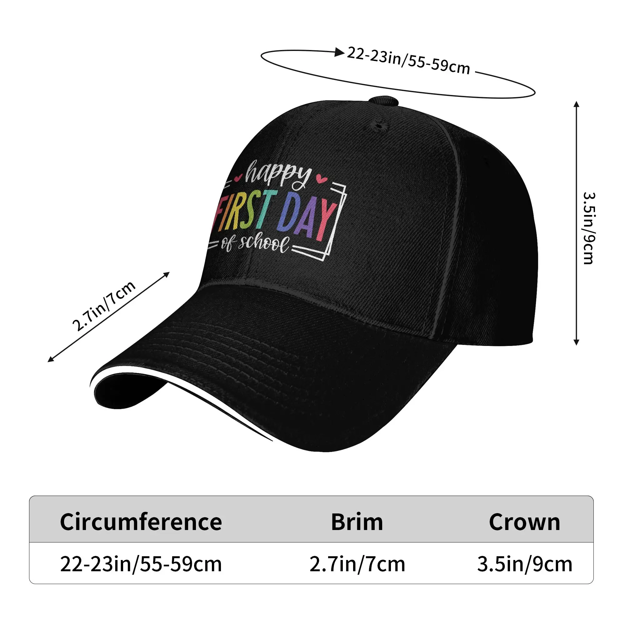 Happy First Day of School Casual Baseball Cap  Outdoor Sports Hip Hop Hats Summer High Quality Baseball Caps