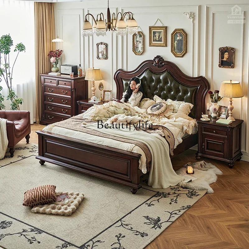 

yj5American solid wood bedside table full log gold silk teak retro bedroom bedside locker