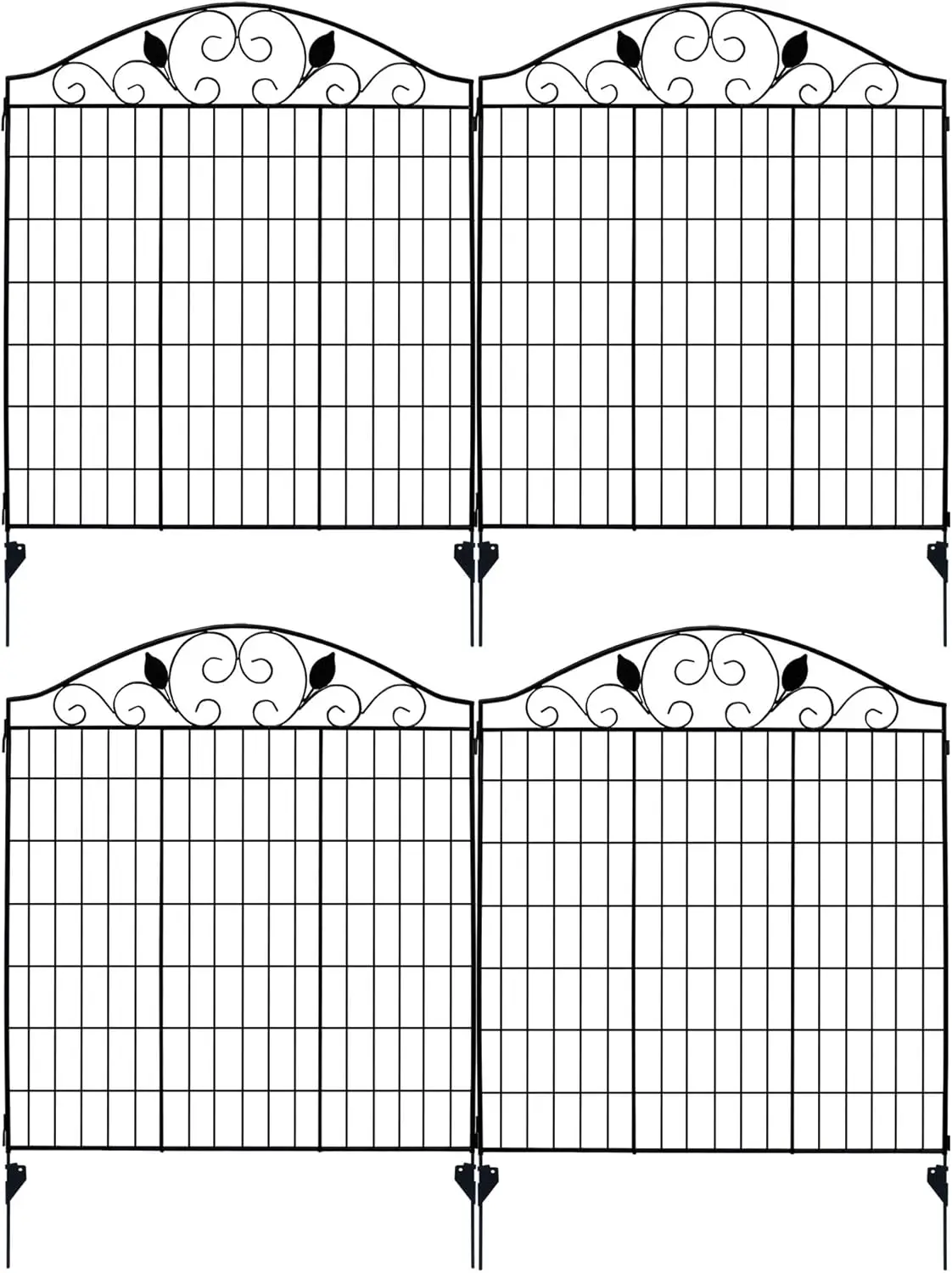 

Комплект из 4-х секций: 44 дюйма (В) x 36 дюймов (Ш) черные стальные садовые ограждения с декором в виде листьев, металлический барьер для патио