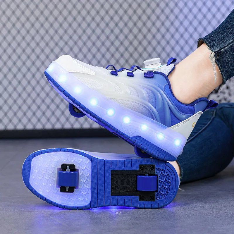 Scarpe da Skate a rotelle con luce a Led per bambini a due ruote per bambini ragazzi ragazze incandescente sport Sneakers luminose Skateboard