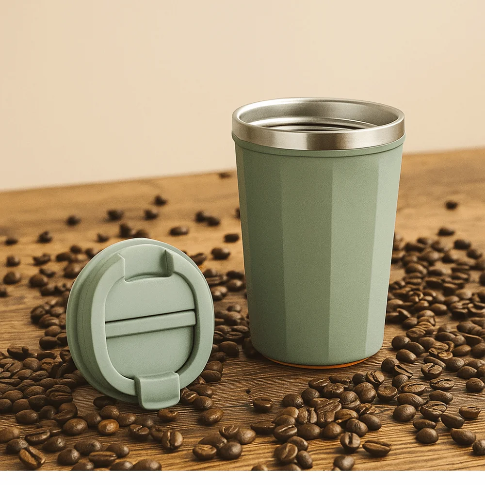 

With Suction Insulated Coffee Mug Anti-fall Stainless Steel Thermos Cup 380ml Modern Minimalist Style Travel Mug Student