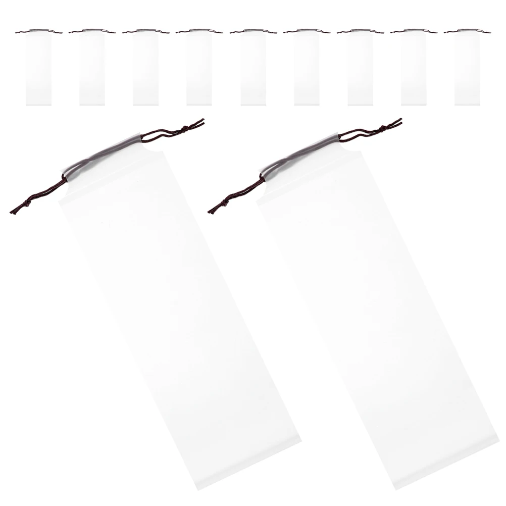 

20 Pcs Umbrella Drawstring Bag Protective Cover Foldable Storage Transparent Coffee Cord 12x37cm Durability Travel Home Use