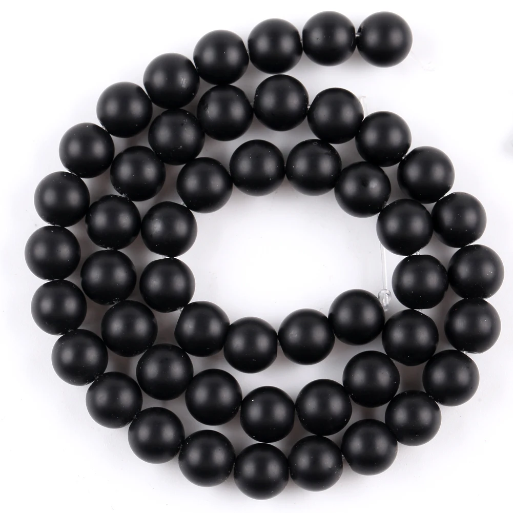 8mm Dull Polished Matte Black Onyx Agate Stone Beads For Jewelry Making Diy Bracelets Necklace 15inches