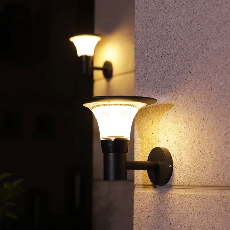 

Solar Outdoor Wall Lights UFO Led Black Stairs Aisle Villa Outside Waterproof Balcony Gate Entrance Garden Lighting