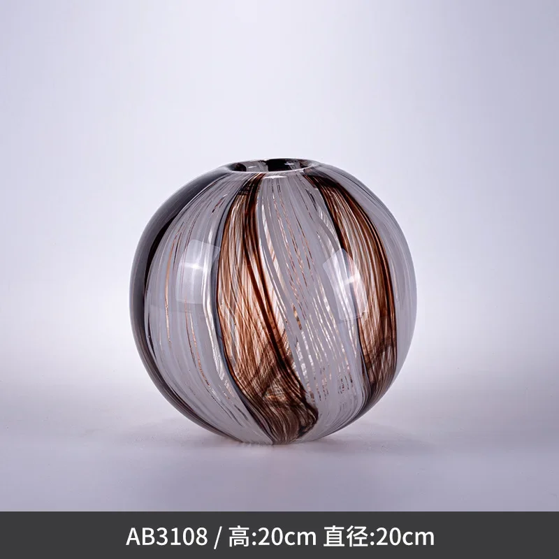 Modern light luxury glass vase, creative art flower ornament insert dried flower hydroponic dining table ornament