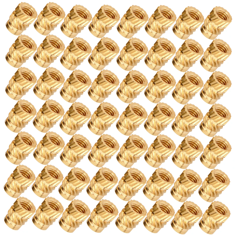 

100 Pcs Copper Nut Embedment Heat Resistant Threaded Knurled Brass Nut For Injection Moulding Tapered Bore Wire Ultrasonic