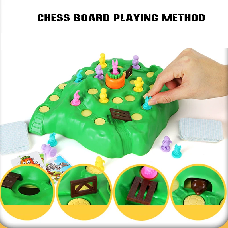 Jouet de course de fond de lapin de dessin animé, tirant des radis, jouet éducatif interactif de compétition pour enfants