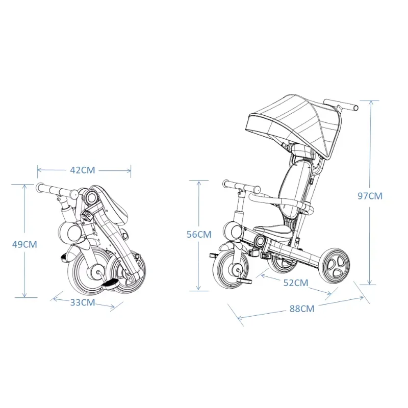 A7 Multifunctionele opvouwbare kinderdriewielers voor 2-5 jaar driewieler Kinderbaby 7-in-1 met pedalen Driewielers voor kinderen Duwpaal