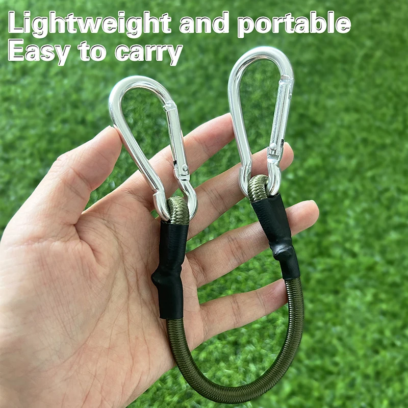 1Pc Outdoor Camping Elastic Rope 30/60/90/120cm Carabiner  Luggage Strap Clothesline Stretch Durable Camping  Equipment