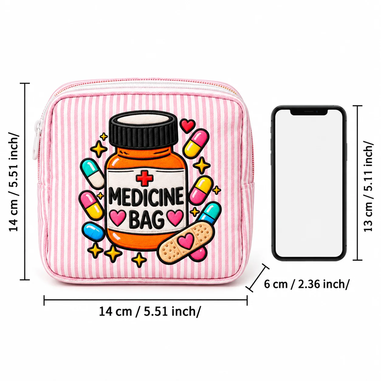 Medicine Bag Cute Printed Travel Pouch Portable Zipper Organizer for Pills First Aid Storage Case Cosmetic Bag Toiletry Bag