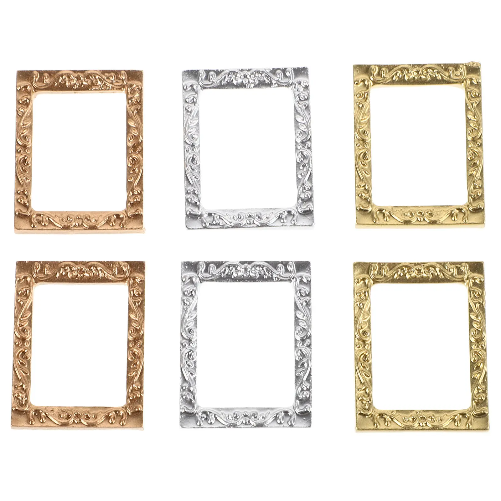

6Pcs Miniature Photo Frames Resin Vintage Tiny Picture Frames for Dollhouse Accessories Realistic Micro Photography Props