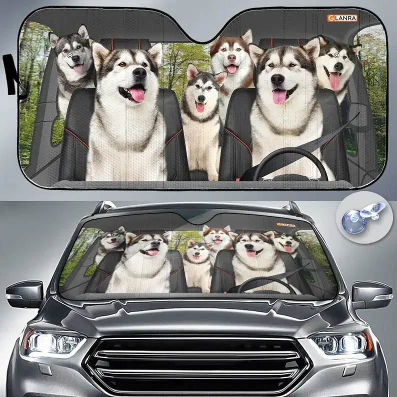 Alaskan Sunshade, Dog Car Decoration, Alaskan Lover, Auto Sun Shade, Gift For Dad, Car Windshield, Car Sun Protector PHT1822