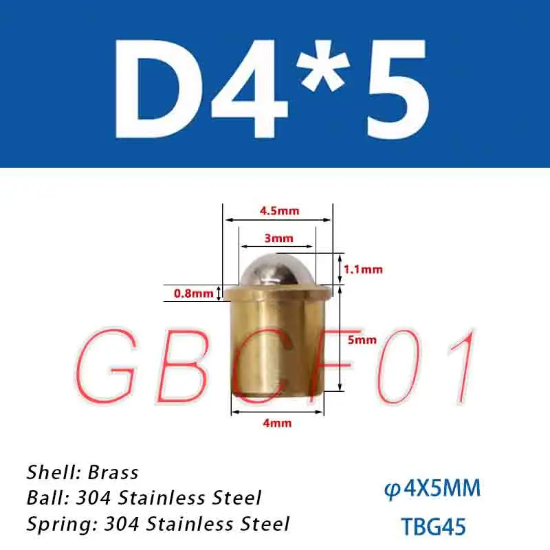 Brass Press-in Ball Plunger Stainless Steel Spring Loaded Positioning Pin Index Plunger M3 M4 M5 M6