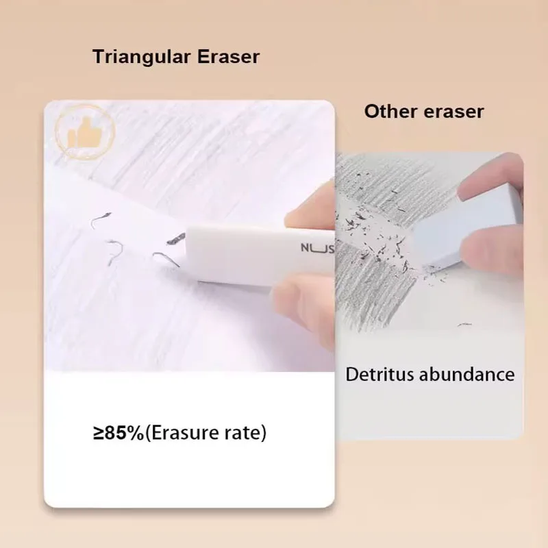 Deli Nusingn Triangle Eraser White TPE Plastic Rubber Pencil Erasers for Kids Writing Drawing Sketches Arts Eraser Soft 6/12pcs