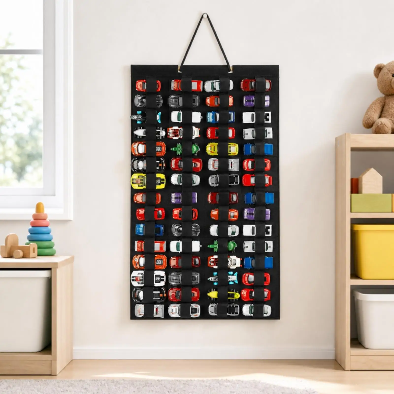 Felt Wall Rack Storage Organizer for Toy Display Hanging Pocket Holder for Cars Bath Toys Space Saving Decor