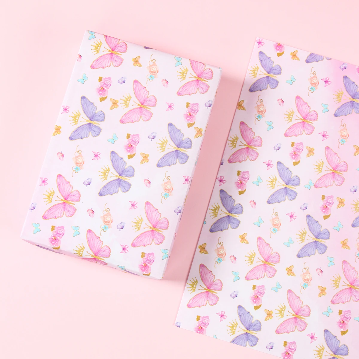 6 stücke 50*70 cm Rosa Lila Schmetterling DIY Geschenkpapier Freunde Geburtstag Geschenk Box Geschenkpapier Mädchen party Dekorationen