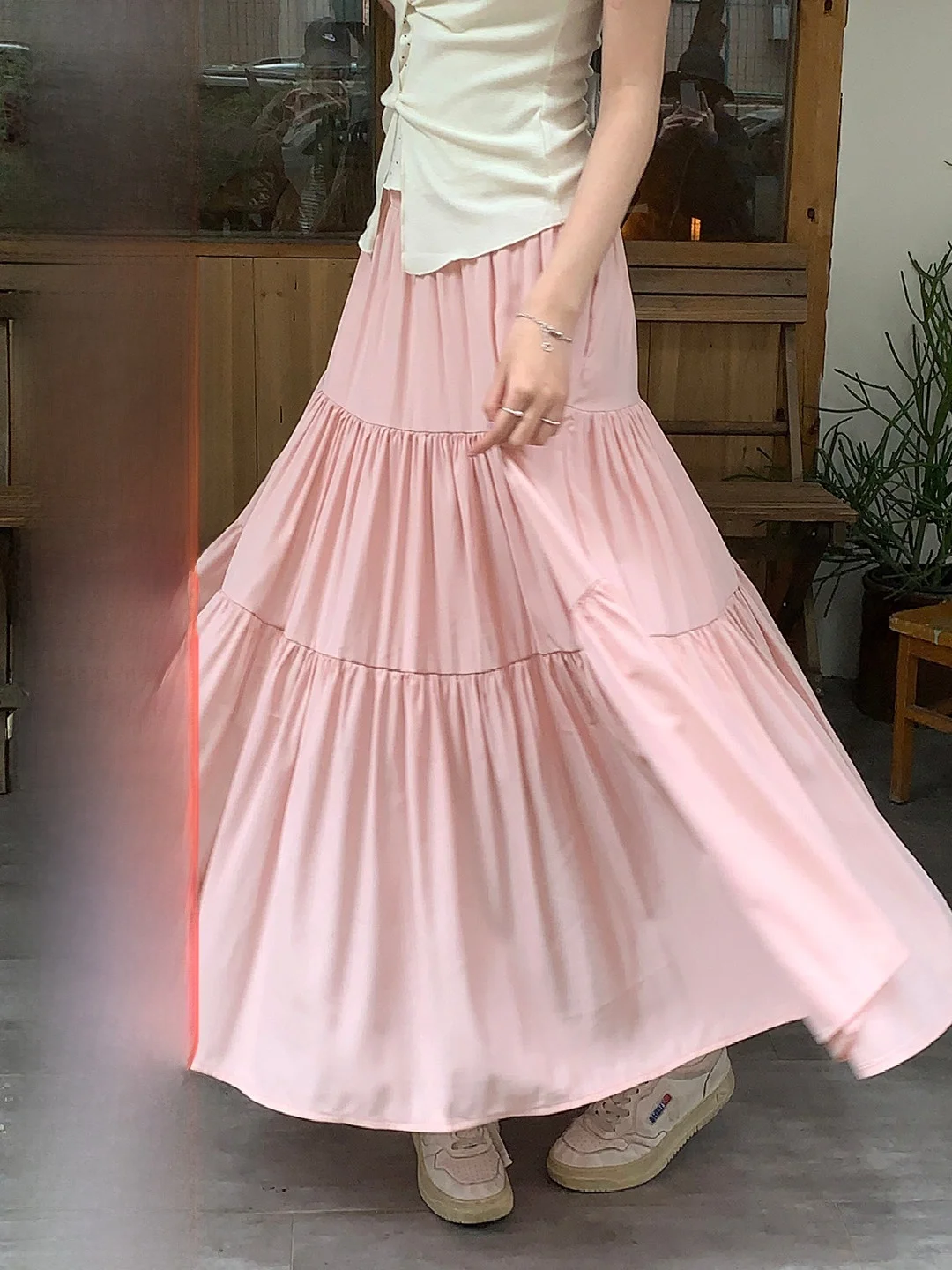 

Свободная юбка А-силуэта для женщин, однотонная, с высокой талией, универсальная, дышащая, приятная к телу, из полиэстера, для праздников