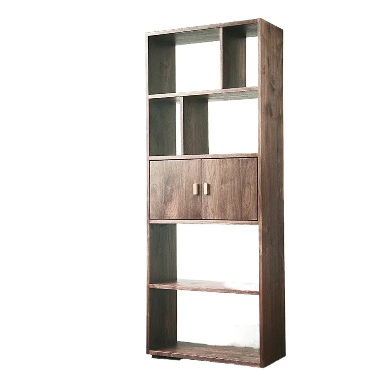 

Simple solid wood simple modern shelf cabinet, storage grid cabinet with door, free combination