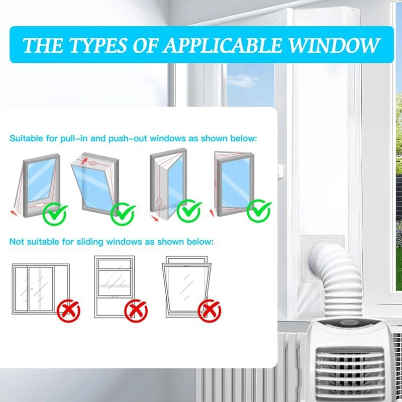 Portable Air Conditione Window Seal With 5.1/5.9In Universal Coupler, 300CM(118In) Waterproof Portable AC Window Seal