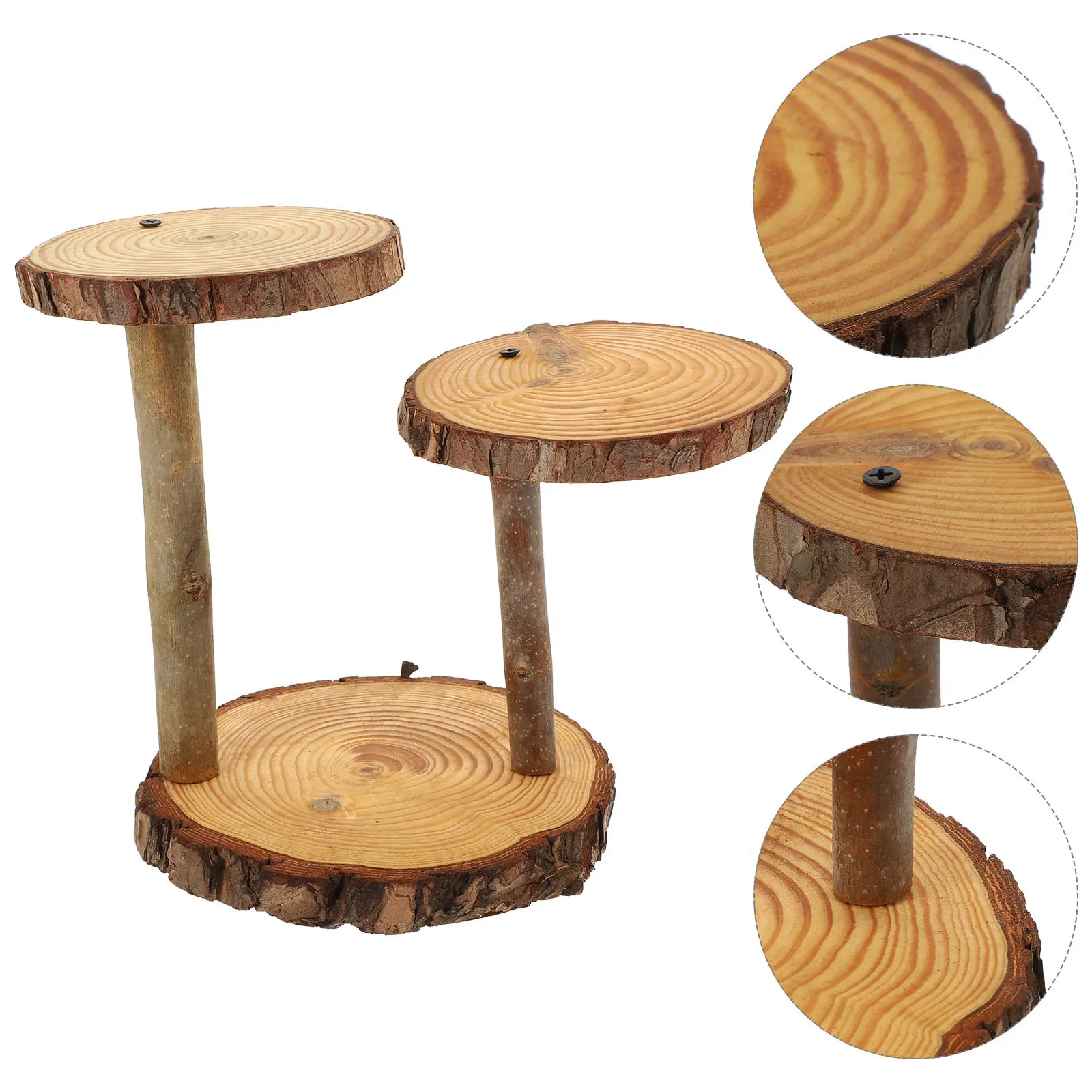 

Wooden Dessert Stand Multi-Layer Rustic Cake Serving Tray for Wedding Party Household Cupcake Holder Dessert Display