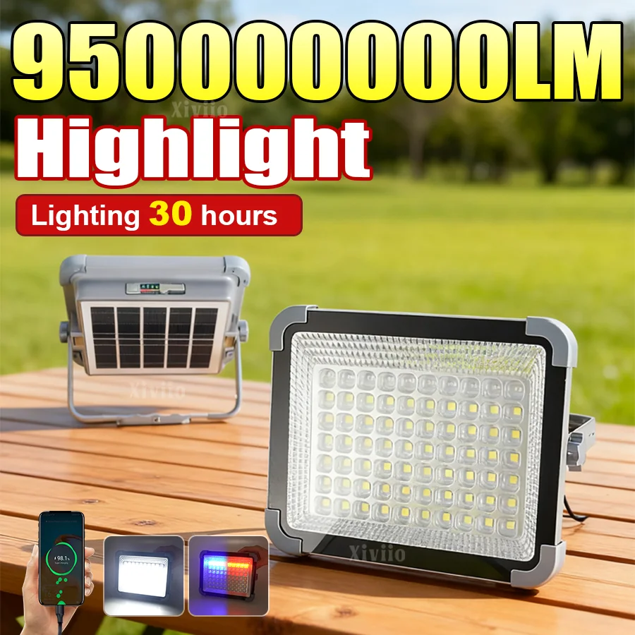 

Powerful LED Solar Light Outdoor 9500000LM Super Bright Solar Lamp Rechargeable External Lantern Waterproof Portable Searchlight