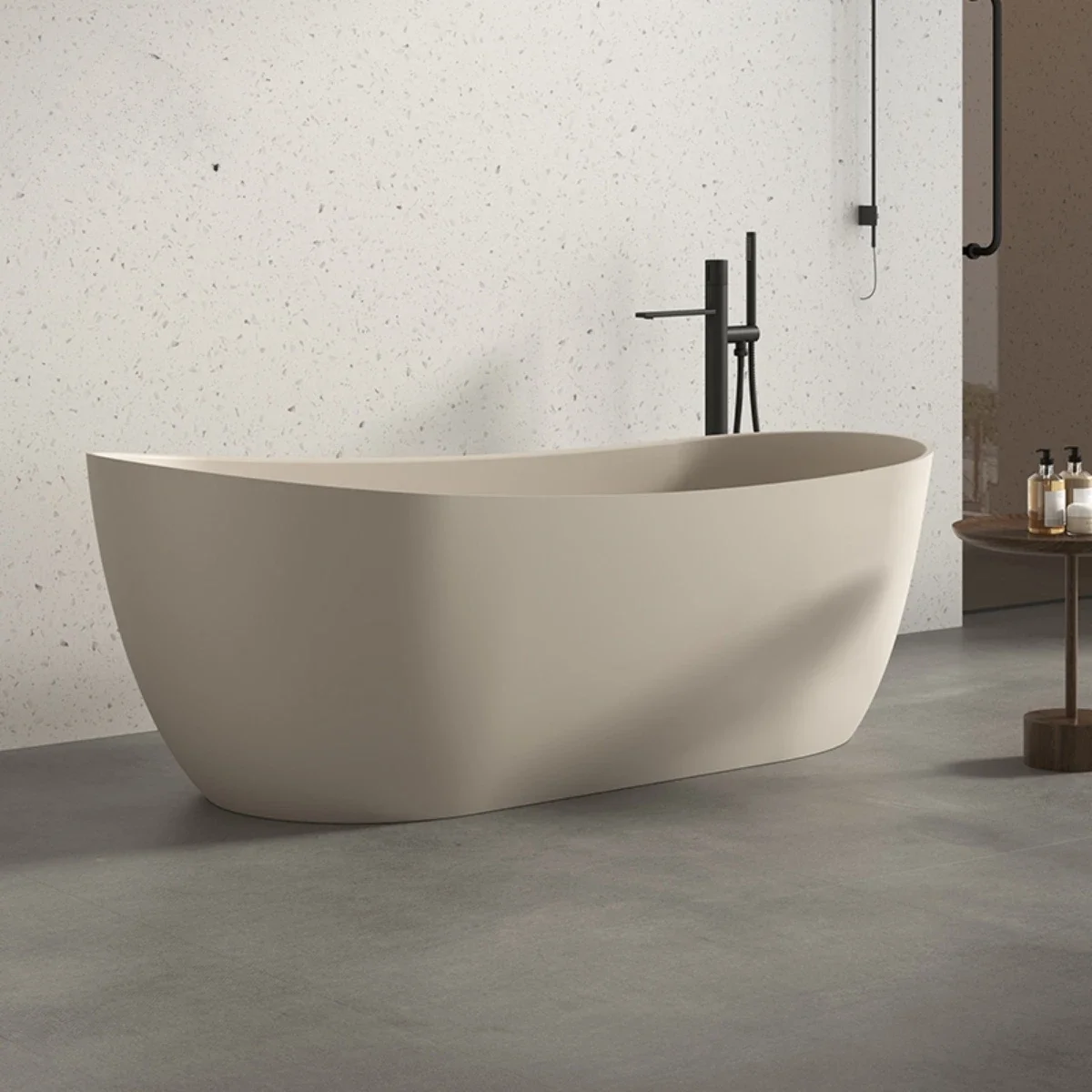 Matte Milk Brown Artificial Stone Qimeishi Independent Bath Home Shaped Bathtub