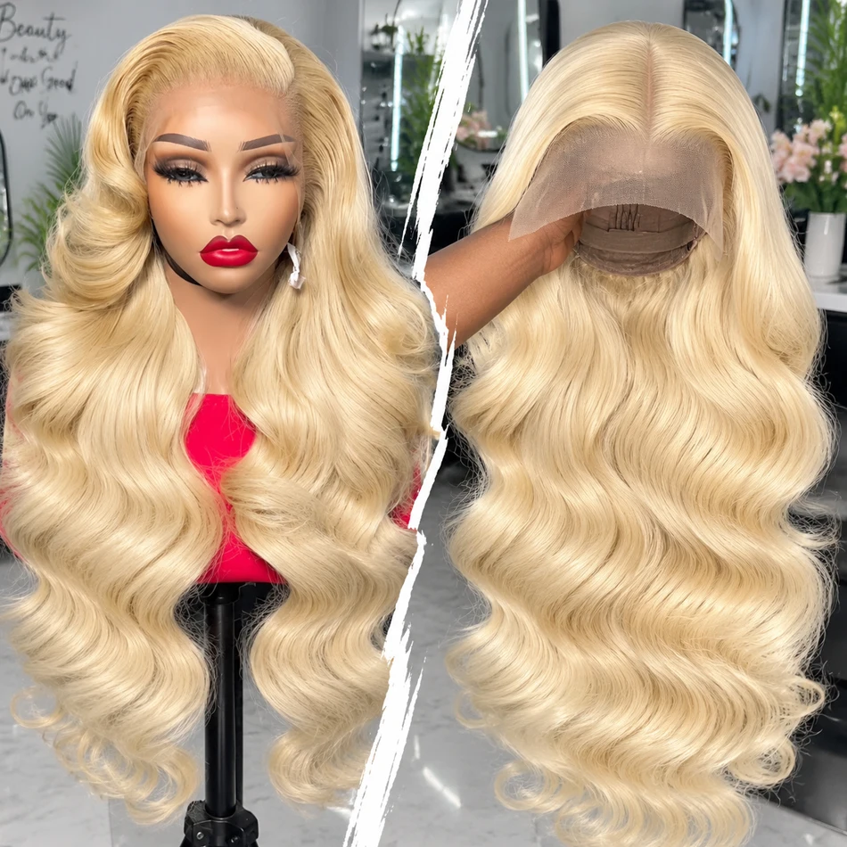 SMILEGIRL 34 Inch 613 Honey Blonde Body Wave Human Hair Wig 200 Density 13x6 HD Lace Front for Black Women 13x4 HD Lace Frontal Wig