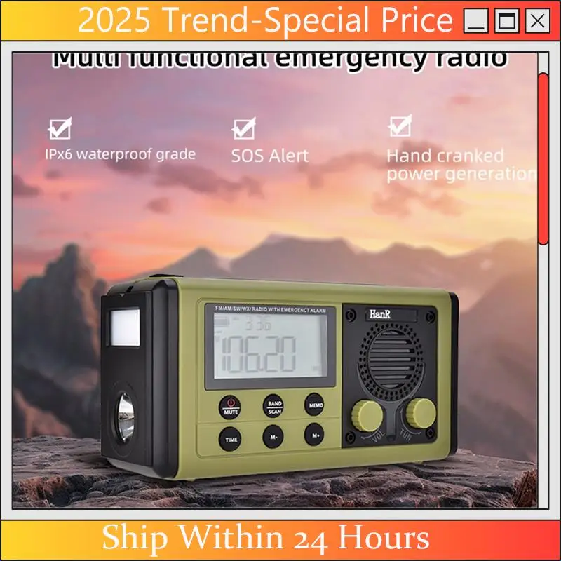 (Latest) HRD907 Solar Charging Emergency Radio 10000Mah Crank Radio Portable Light Mobile Radio For Blackout Situations A