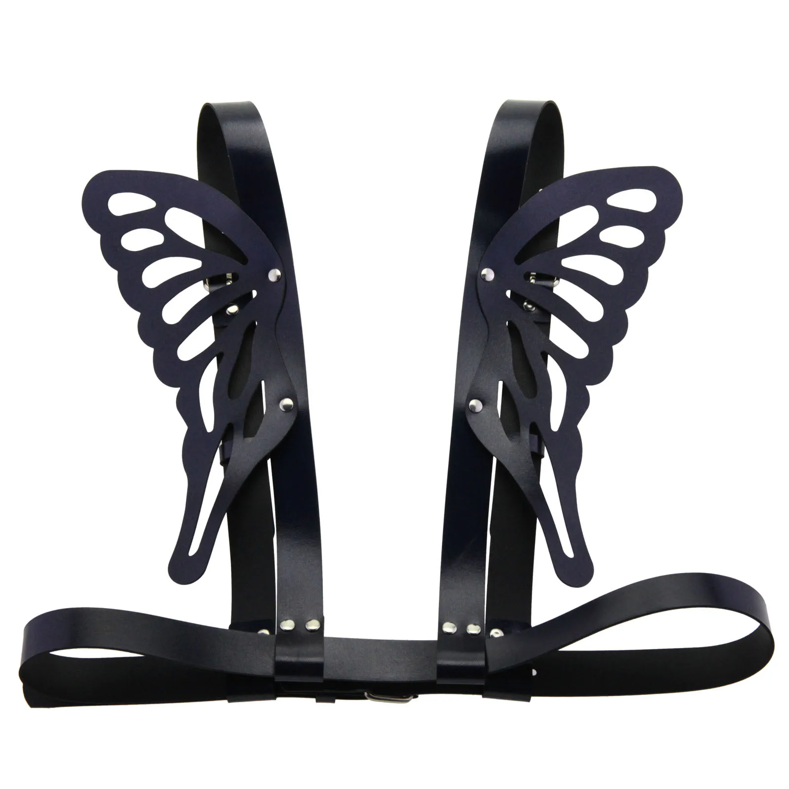 Cinghie per ali di farfalla angelo in pelle PU Cintura per bretelle per spalla con tracolla riflettente colorata al laser