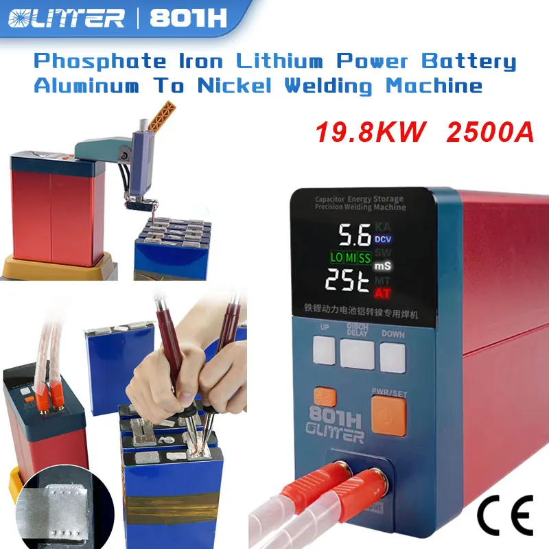 

GLITTER 801H 3500A 19.8kW Pulse LiFePo4 Battery Welding Machine Aluminum to Nickel 0.2mm Industrial Productivity Spot Welder